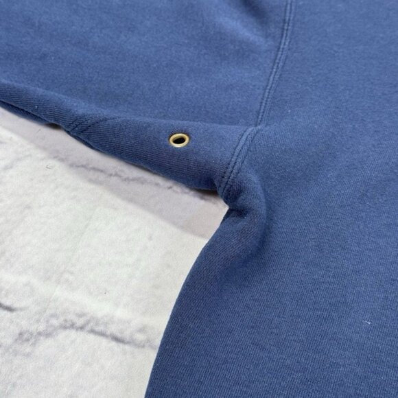 Vintage 90s Habitat Wilderness Hoodie M Embroidered Wolf Plaid Lined Hood Navy - Picture 13 of 16